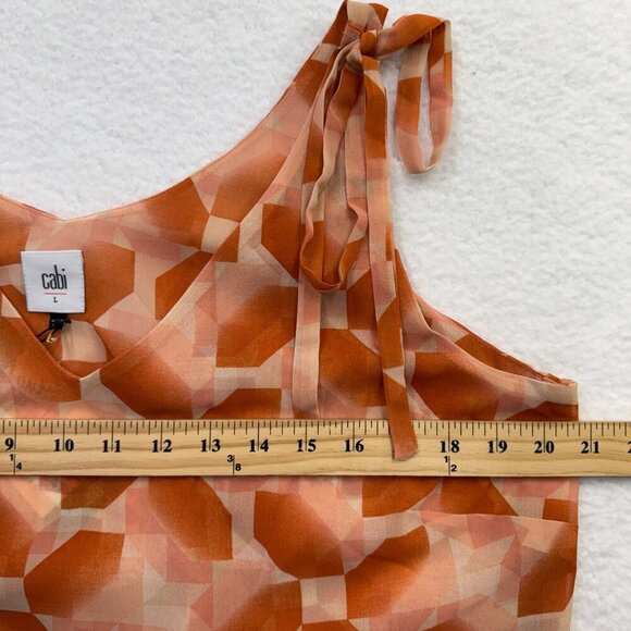 CAbi Pinwheel Lined Layered Tie Shoulder Tank Top Orange Office Womens L NEW - Picture 8 of 9